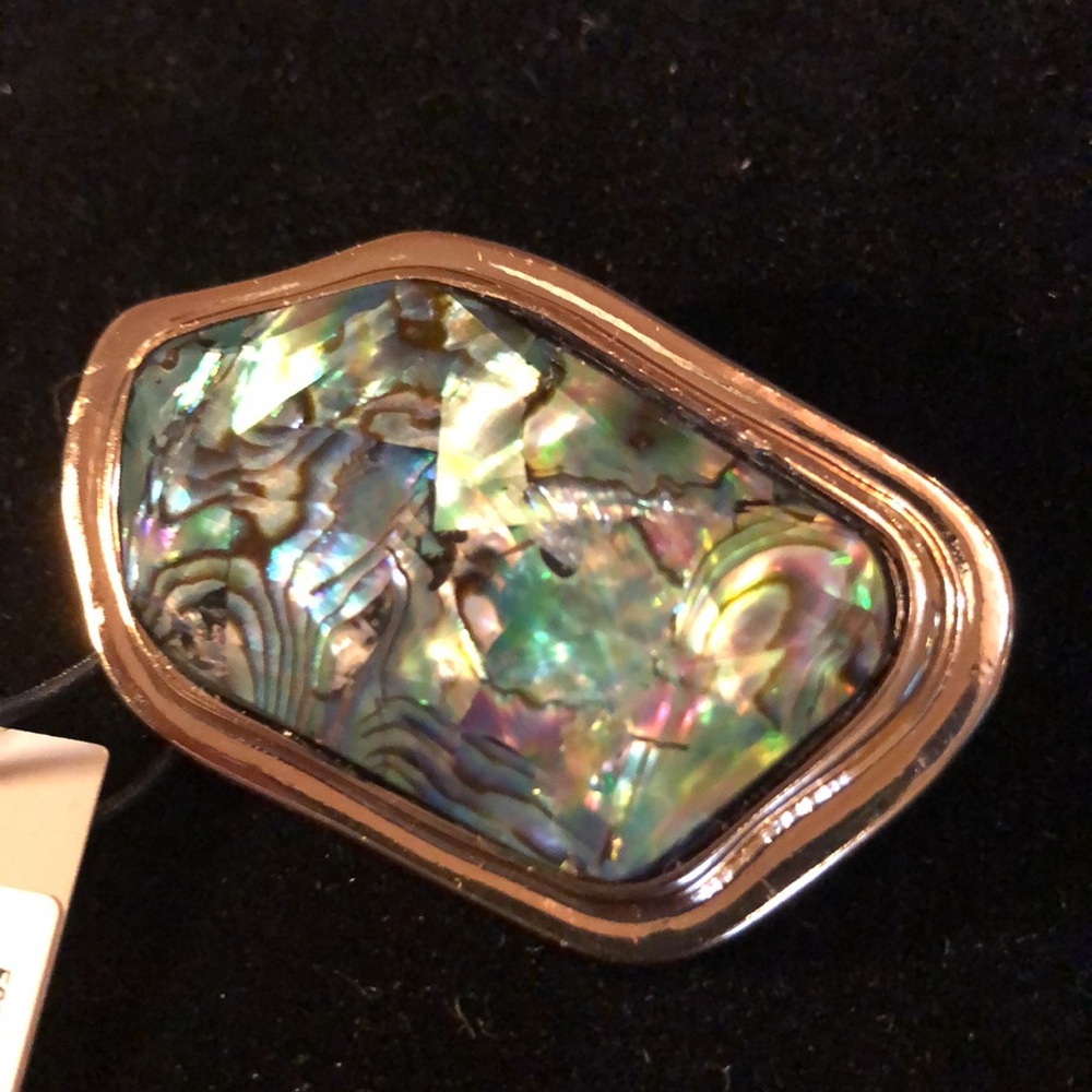 Robert Lee Morris Soho faceted abalone crystal style in gold tone setting pin